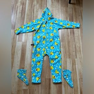 Rubber Duck Onsie pj small blue yellow warm & cozy